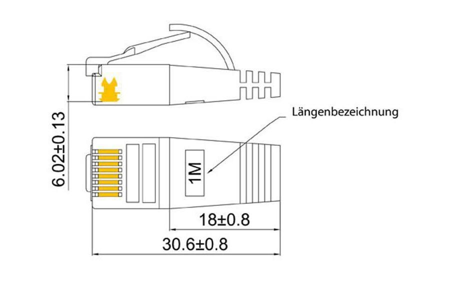 Slimpatchkabel RJ-45 - RJ-45, Cat 6, STP, 1.5 m, OrangeGeschirmtes Twisted-Pair-Kabel (STP) mit Klinkenschutz