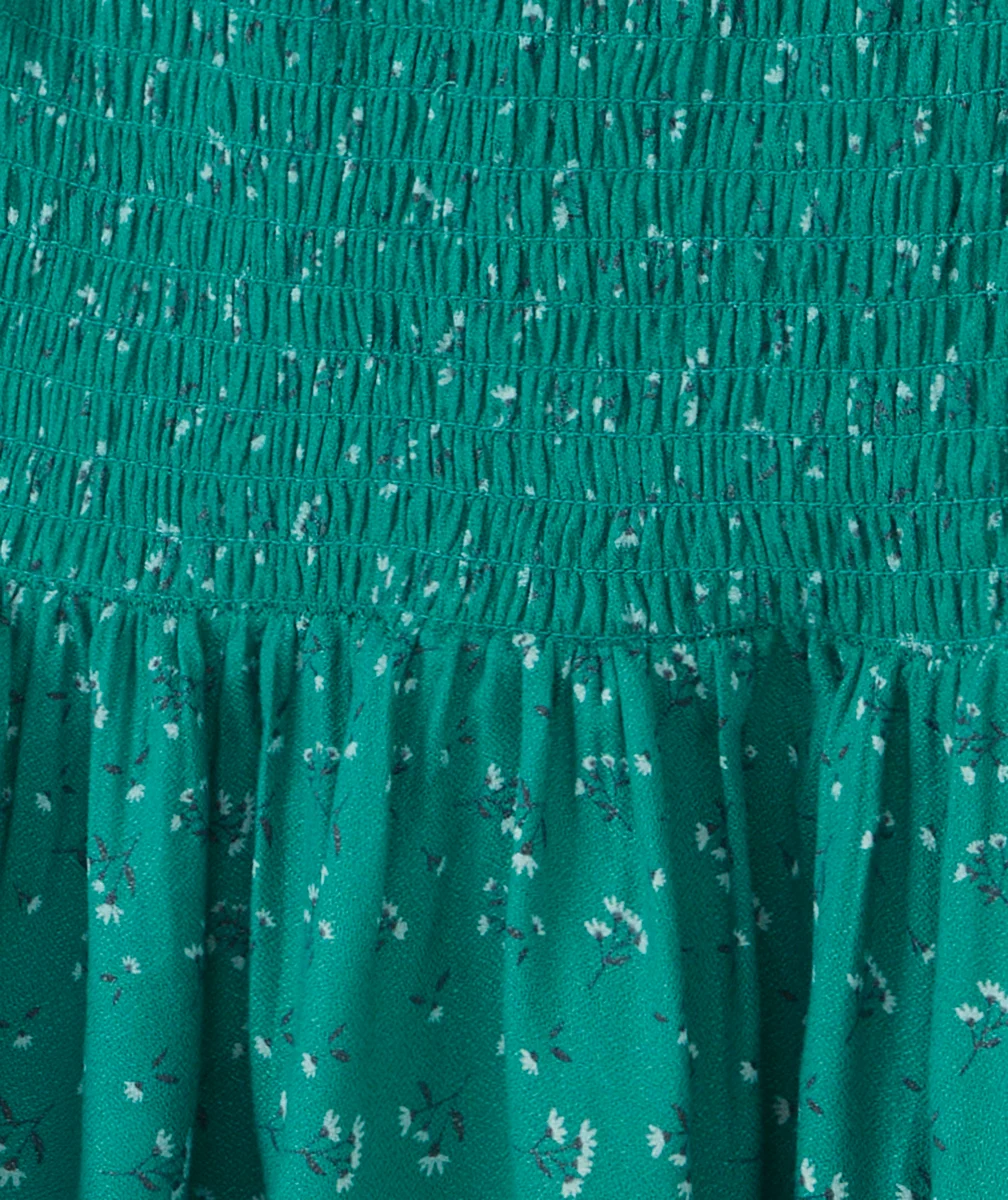 JUPE ÉLASTIQUÉE FILLE EN VISCOSE RESPONSABLE VERTE ET IMPRIMÉE