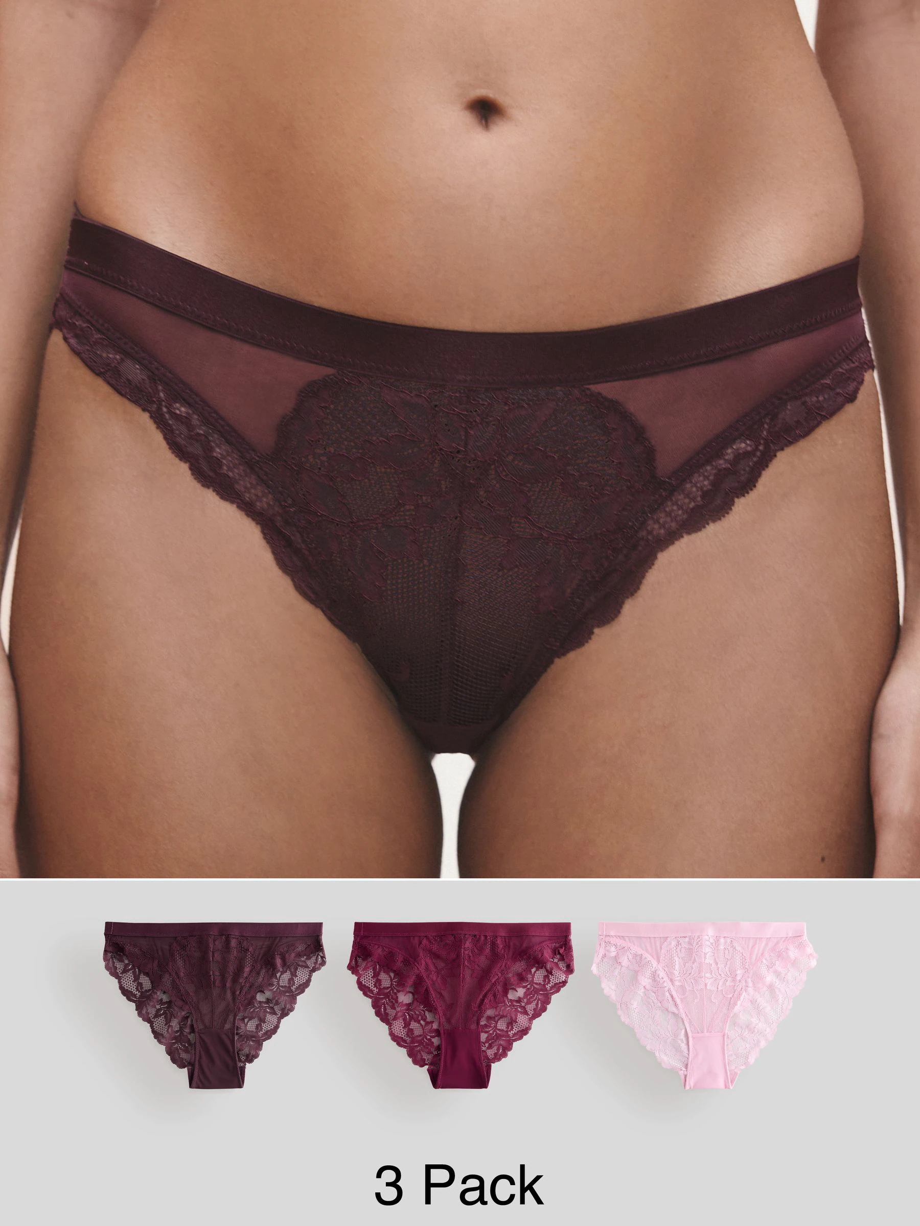 Chocolade/bessenkleurig/roze - 3 Kanten slips