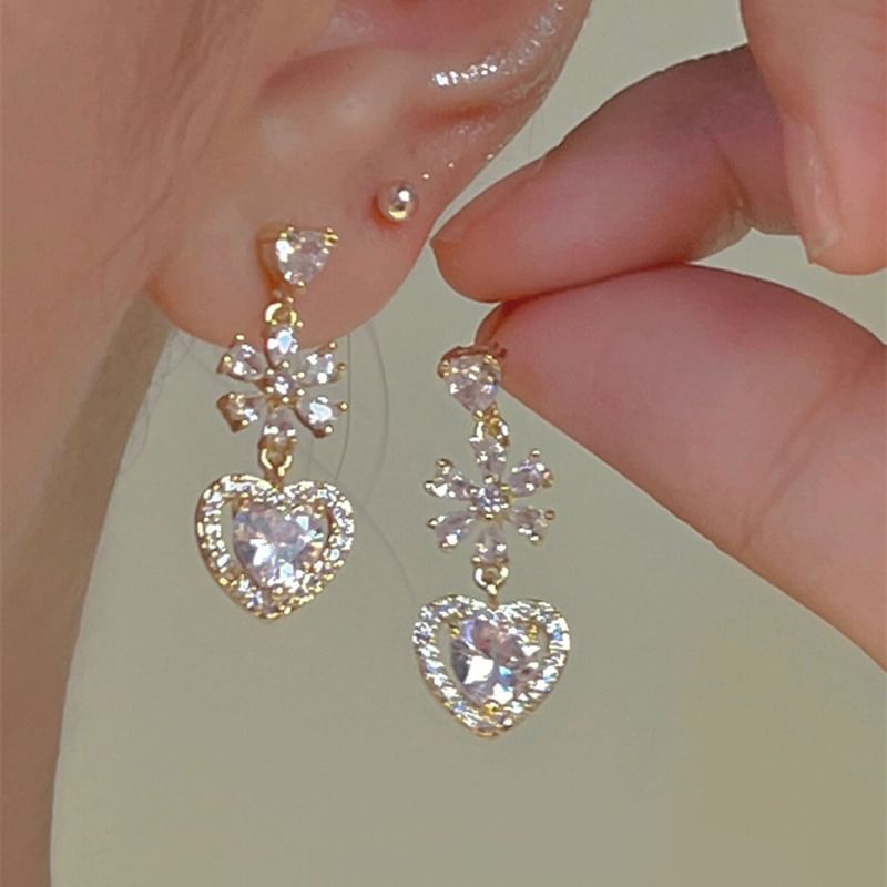 Strastruck - Hartvormige Strass Legering Oorbel