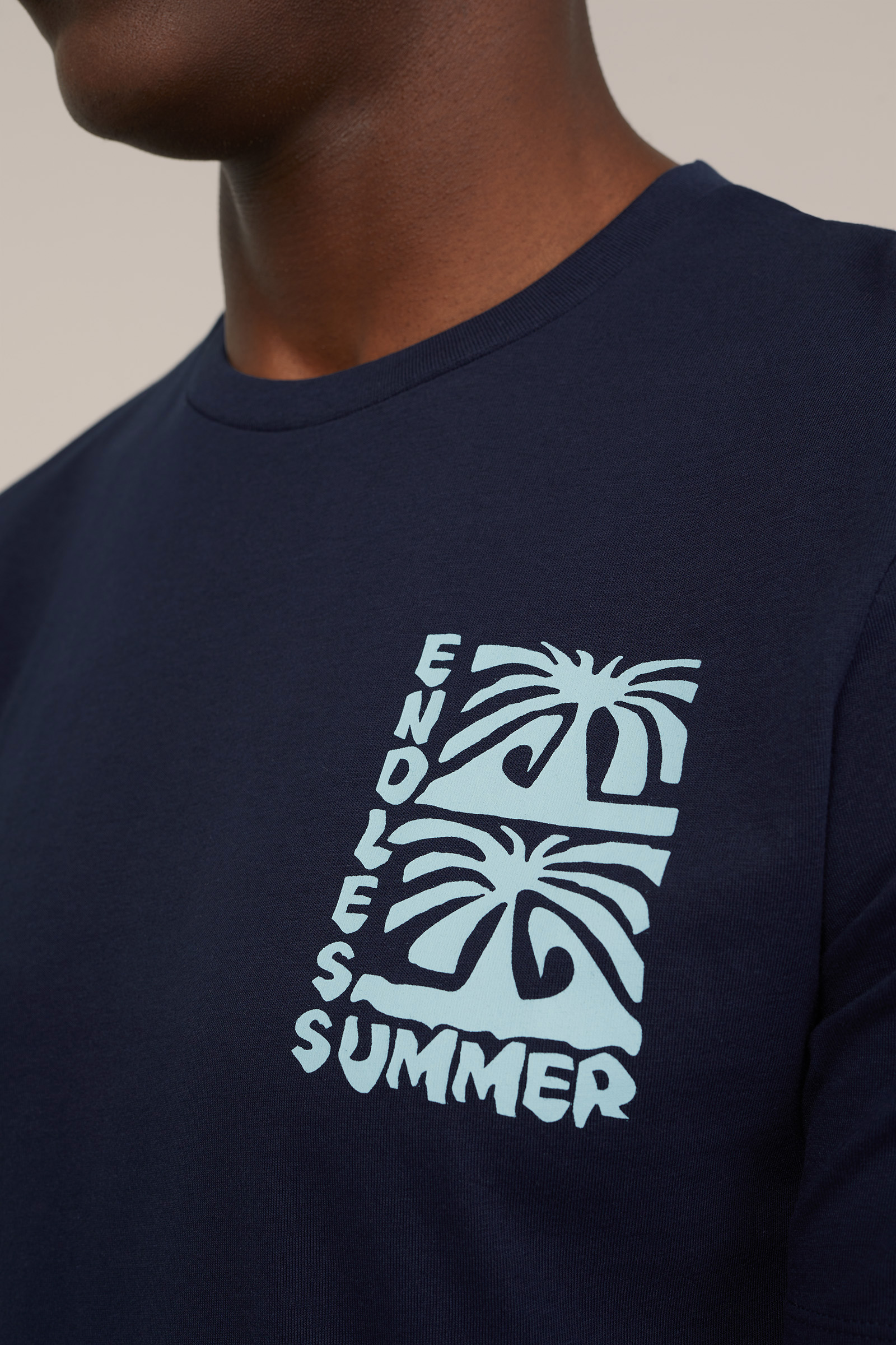 T-shirt met opdruk WE Fashion Donkerblauw