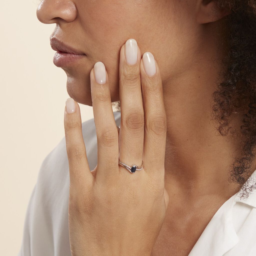 Bague Anja Or Blanc Saphir Et Diamant