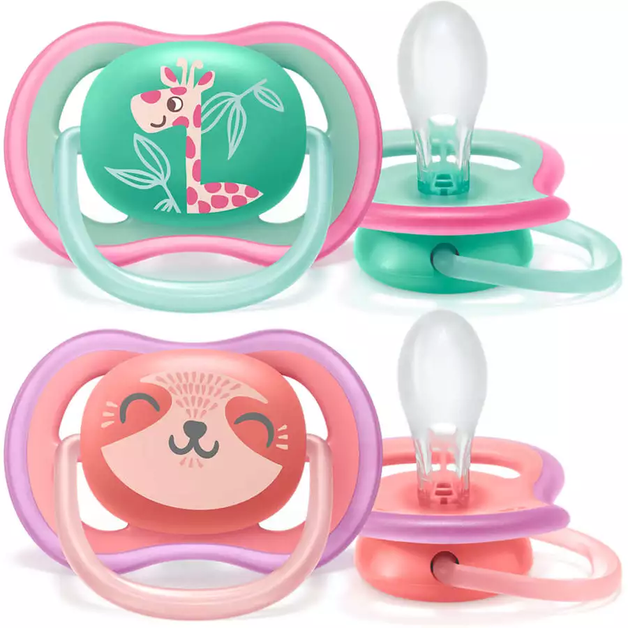 Philips Avent Schnuller ultra air SCF34912 18m+ 4 Stück GiraffeWaschbär