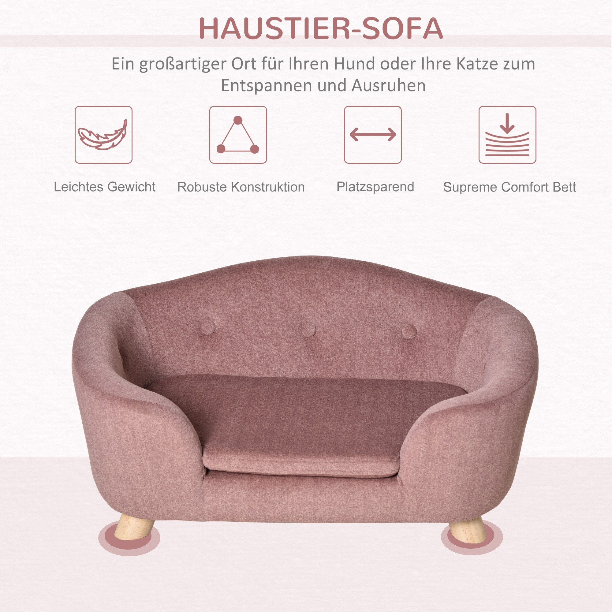 PawHut Hundebett mit Kissen 70B x 47T x 30H cm