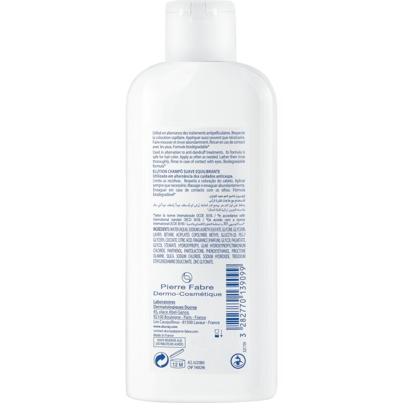 Shampooing doux équilibrant Ducray Elution - Flacon de 200 ml