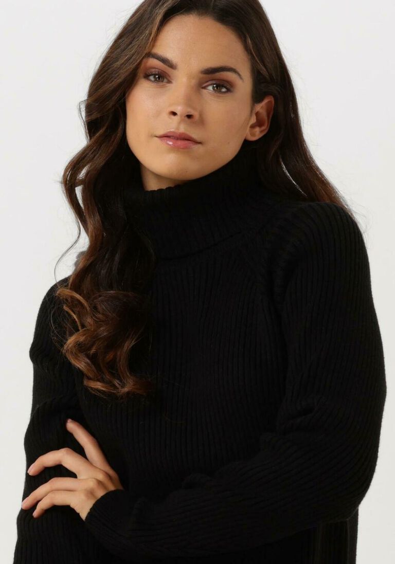 zwarte minus mini jurk ava knit turtleneck dress