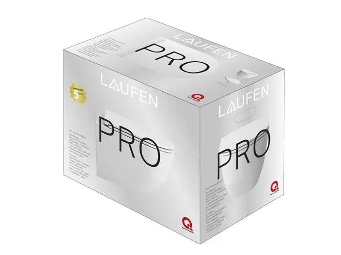 Laufen Pro Rimless Compact hængeskål inklusiv toiletsæde med Soft Close funktion. Boltafstand: 180 mm.