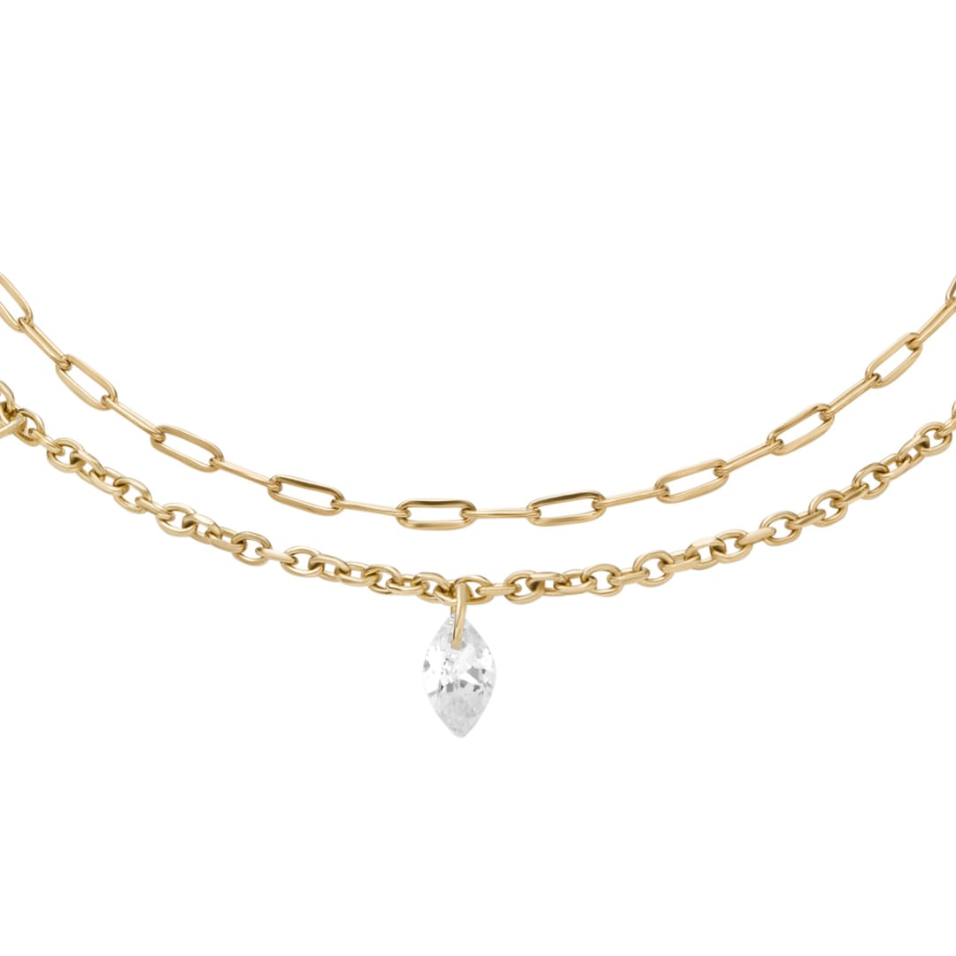 Fossil Ellis Armband Shaky Glitz mehrreihig Edelstahl goldfarben