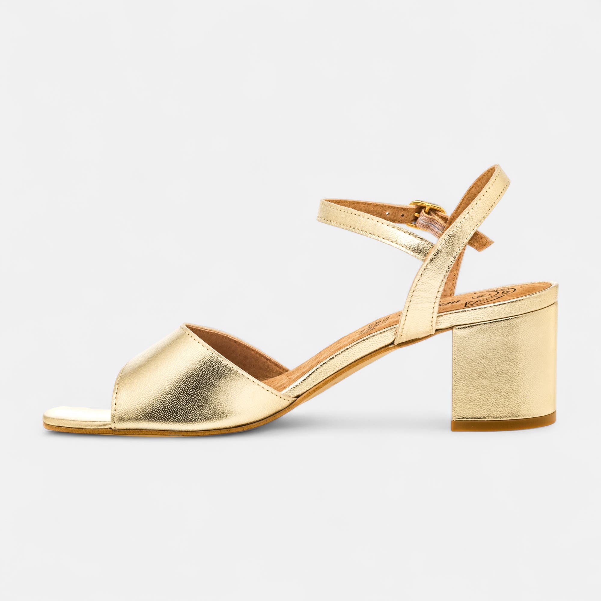 Nu-pieds à talon Femme en cuir or