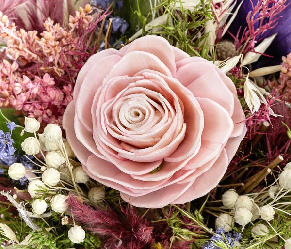 Gesteck Trockenblumen, rosa