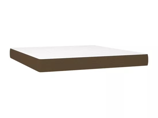 Sommier tapissier matelas et LED Marron foncé 180x200cm Tissu