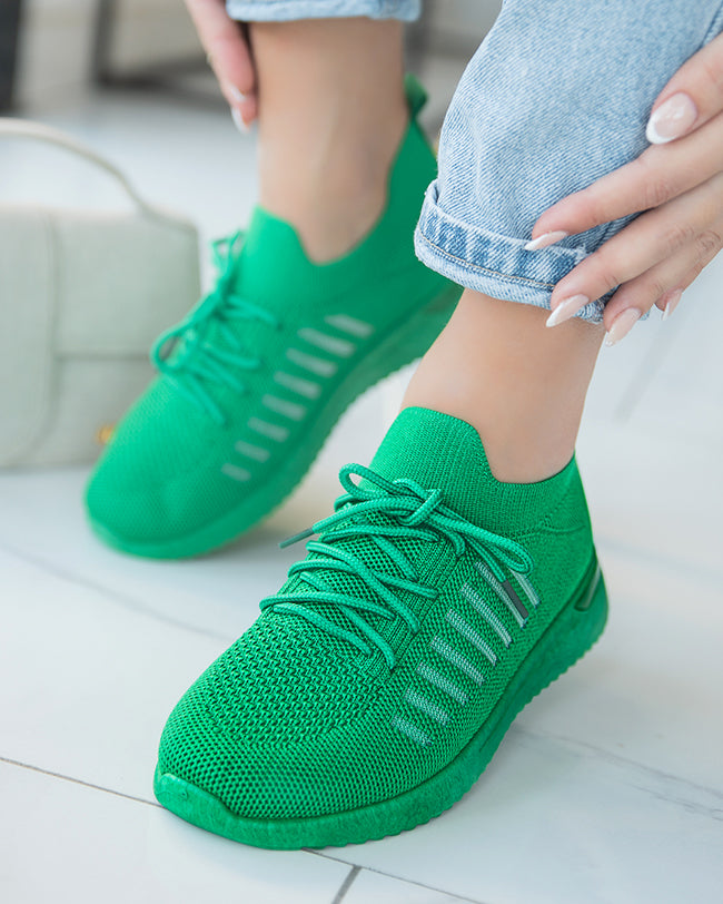 Basket femme sport vert sapin à lacets - Nastya