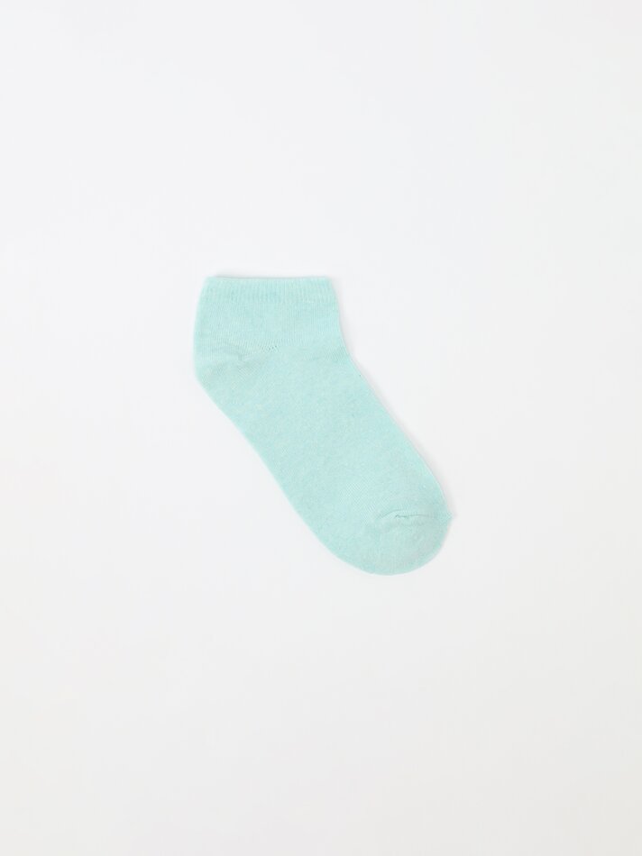 Pacote com 7 pares de meias curtas em cores básicas - Azul Claro