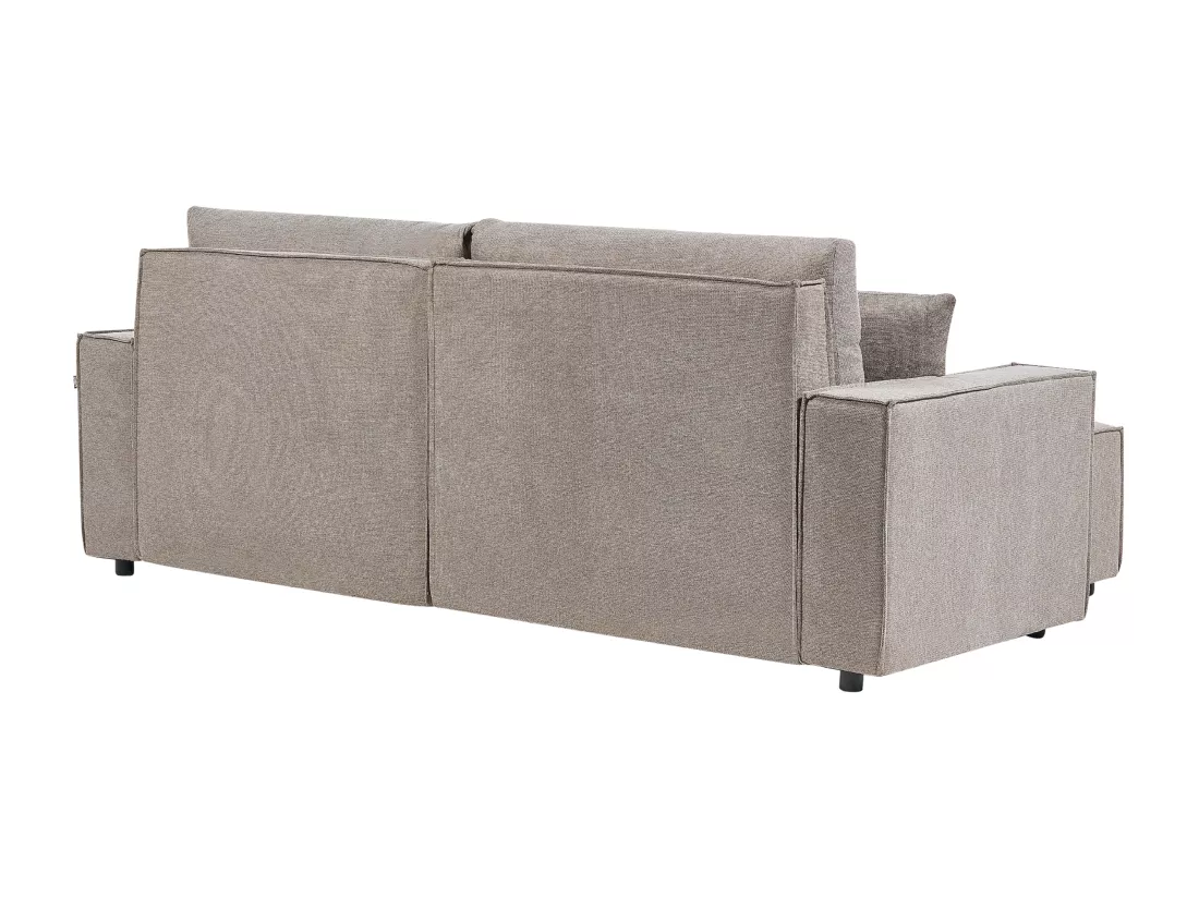 Canapé d'Angle à gauche Moderne Fonction Couchage Dossier Rembourré avec Coussins en Tissu Polyester Taupe Karila