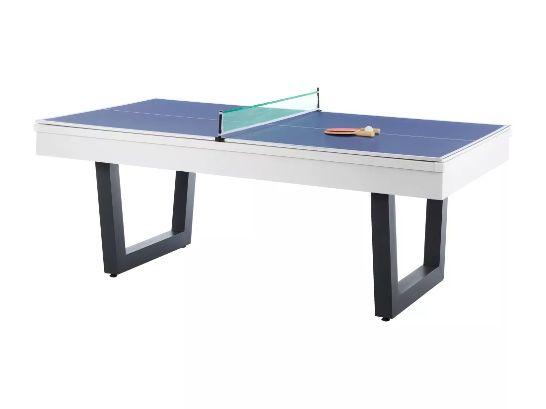 Table transformable - Billard & Ping-pong - Coloris blanc et noir - L213,4 x P111,8 x H78,5 cm - MELIAN