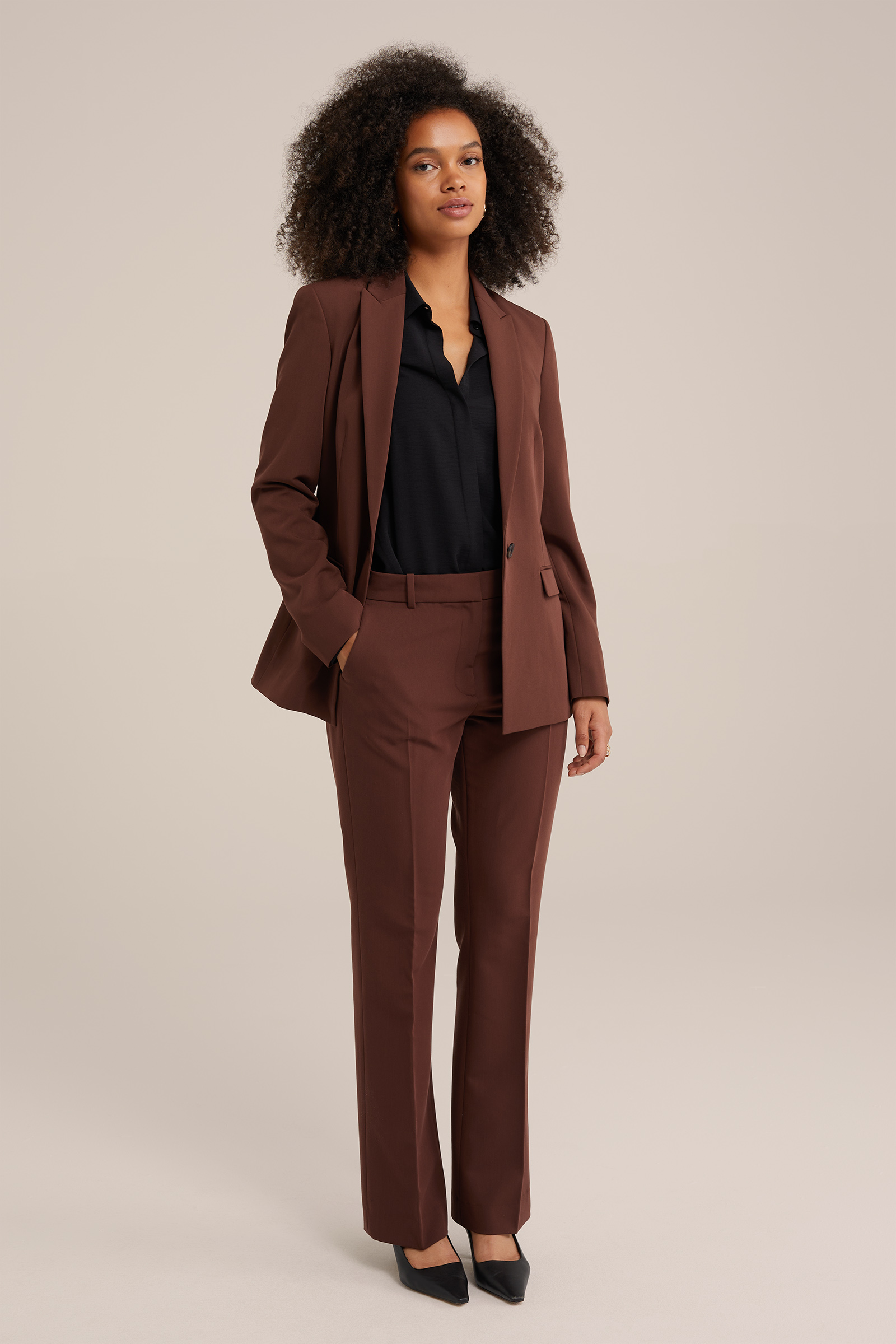 flared pantalon WE Fashion Donkerbruin