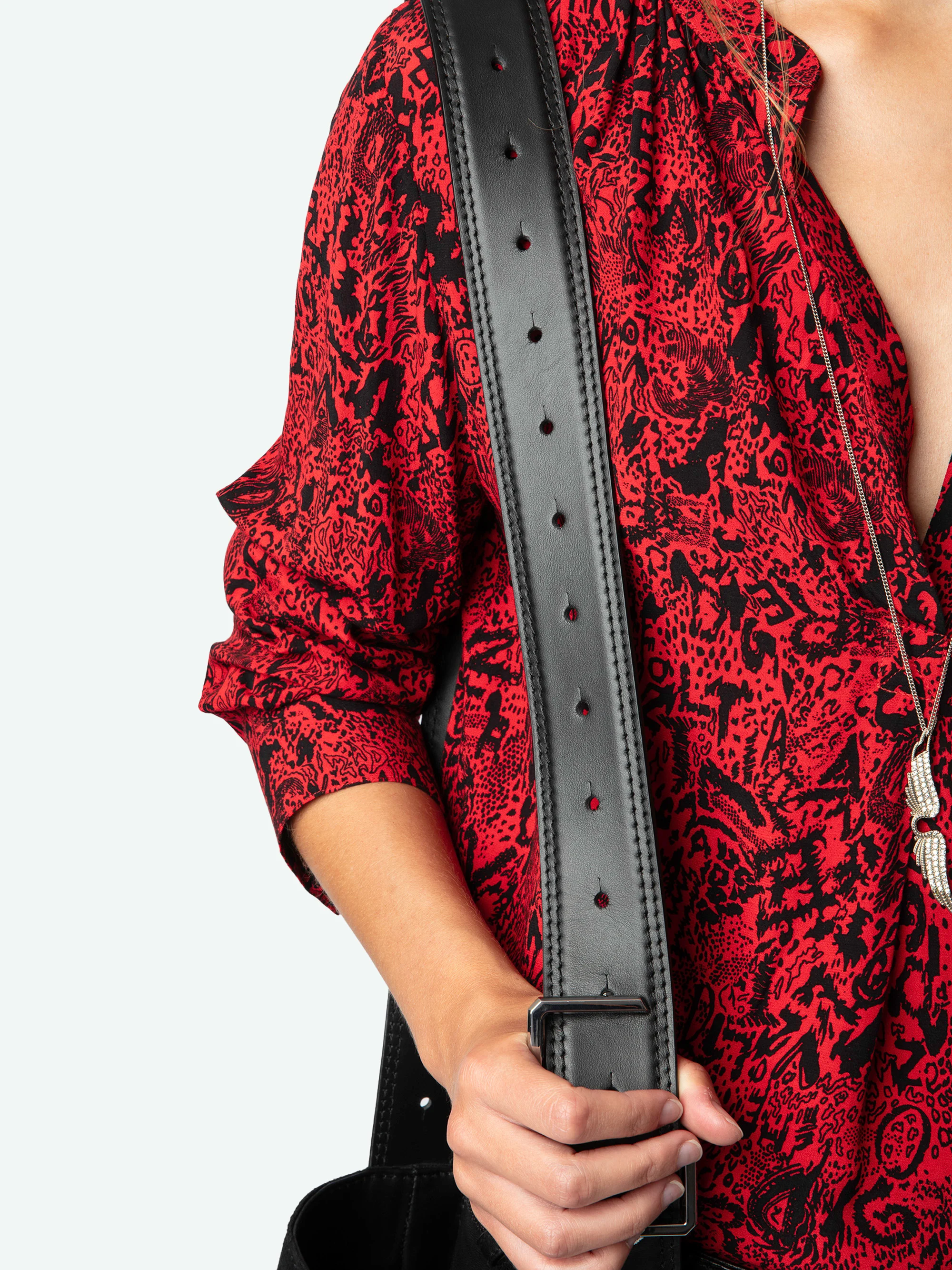 TINK - Blouse col V droite imprimée | Rouge