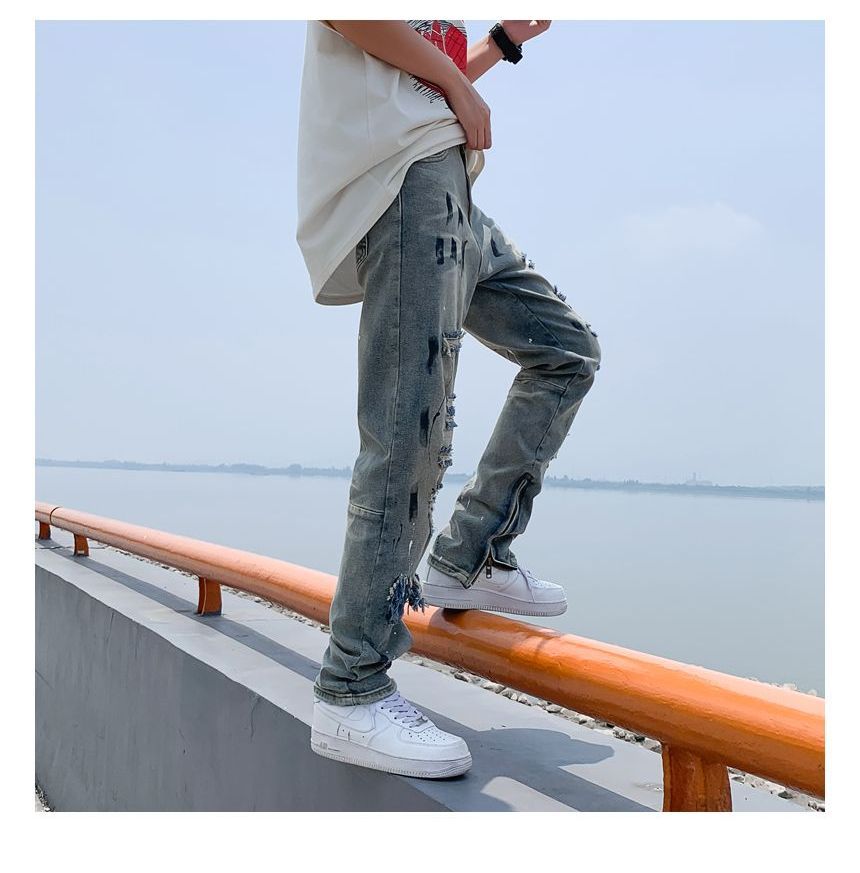 Oakjam - Versleten Slim Fit Jeans