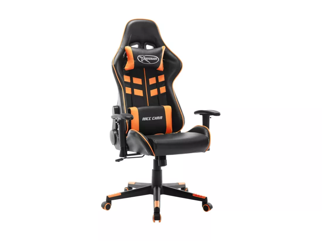 Chaise de jeu Noir et orange Cuir artificiel