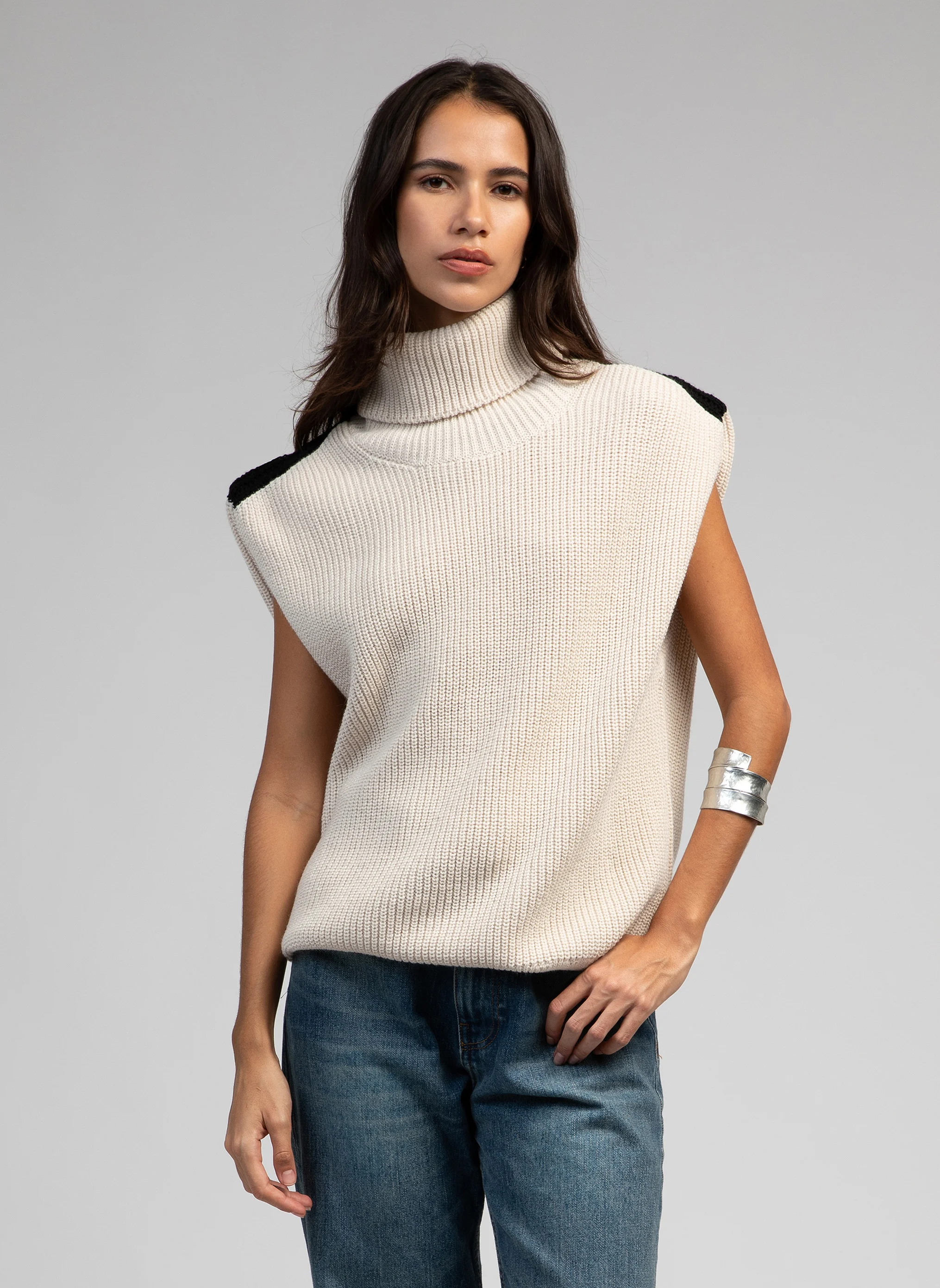 LARIANA - Pull col roulé | Blanc