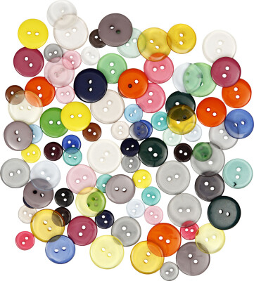 Knappe-Mix - Ø 12+18+20 MM - Assorterede Farver - 100 Stk. - 50 G