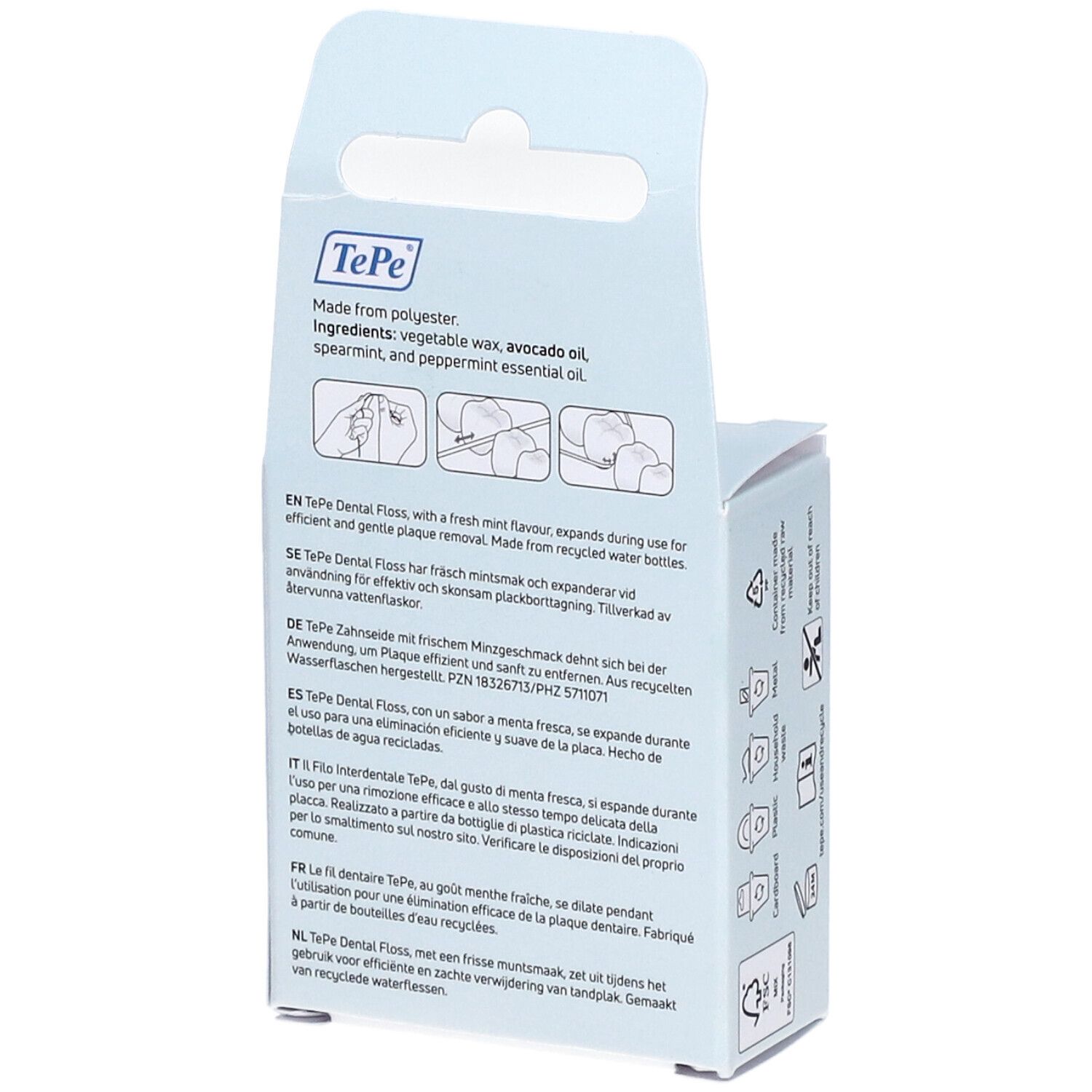 TePe® DENTAL FLOSS WAXED MINT 40m
