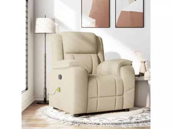 Fauteuil de massage inclinable Crème Tissu