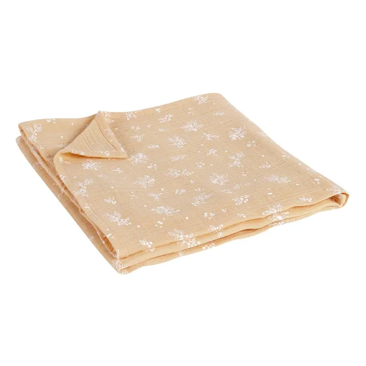 Bonjour Little Couverture Vegetal Peach Gaze de Coton Bio | Rose pêche