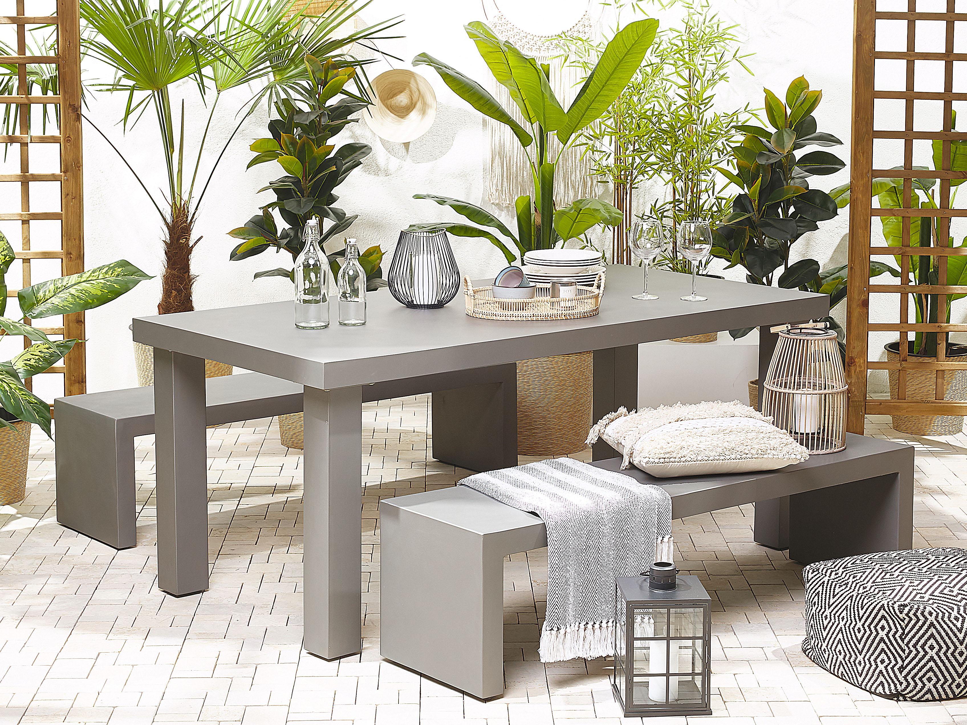 Tuinset met banken 4-zits TARANTO Beton Grijs