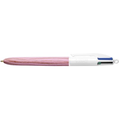 BIC 4 Couleurs Bois - Stylo à bille 4 couleurs effet bois - disponible dans différentes couleurs