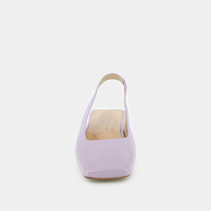 Ballerines Slingback à bouts carrés  en cuir vernis lilas