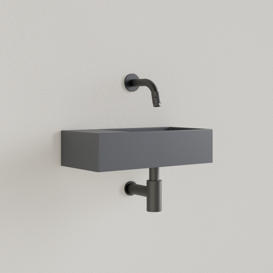 Sanigoods Nano fontein links leigrijs zonder kraangat 36x18cm