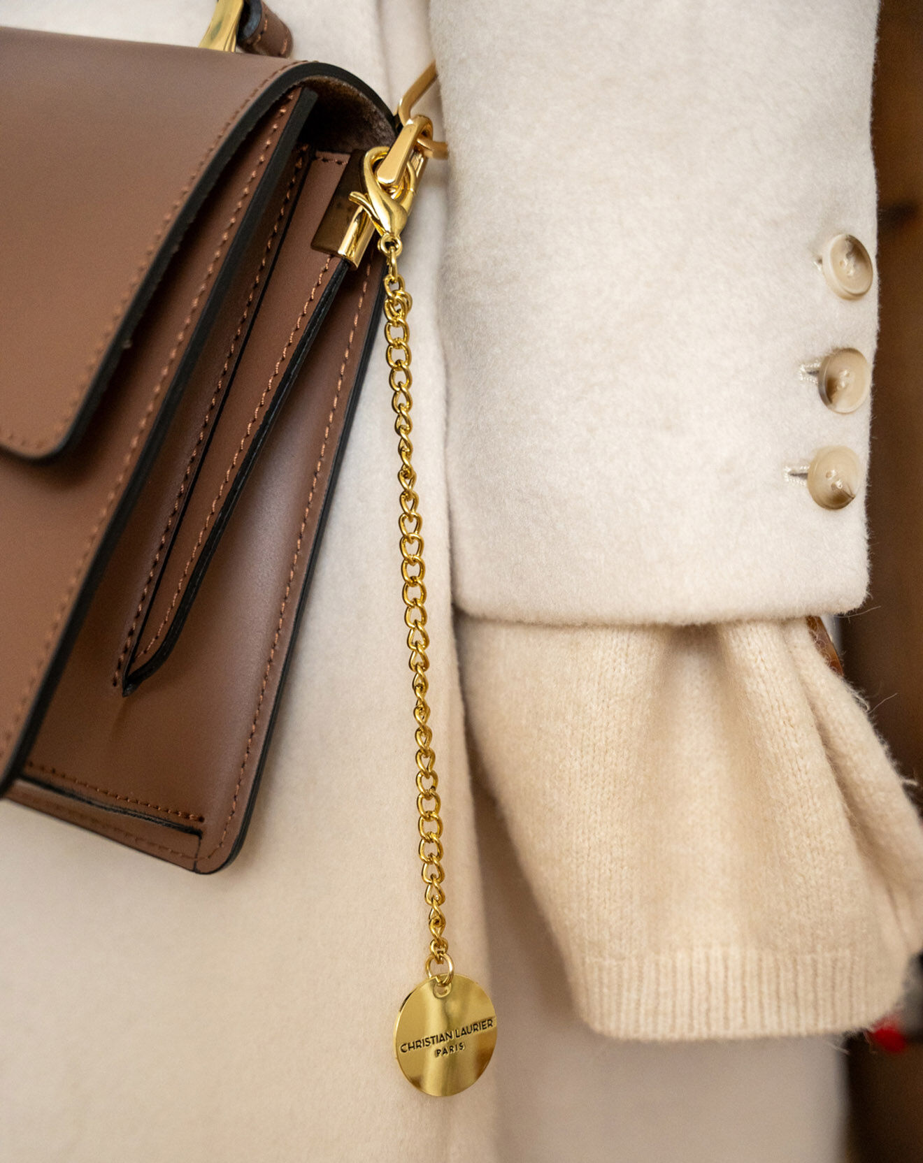 Christian Laurier Sac à main en Cuir Emma camel  - 28x19x9.5 cm