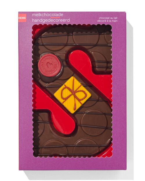 lettre S en chocolat au lait décorée à la main 200g