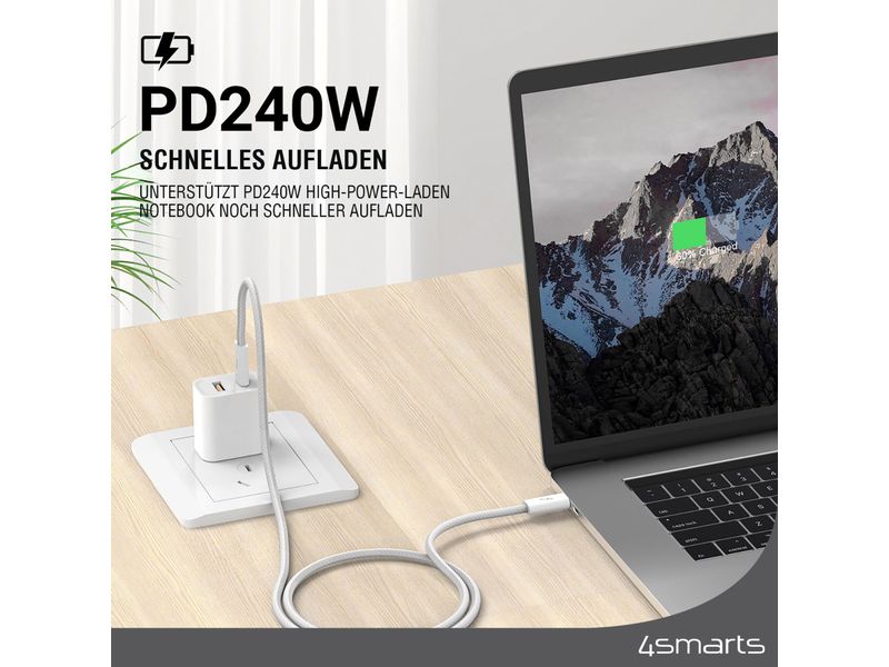 4smarts USB 3.1-Kabel PremiumCord 240W USB C - USB C 1.5 m USB-C Kabel PremiumCord 240W 1.5m weiss, Case Friendly