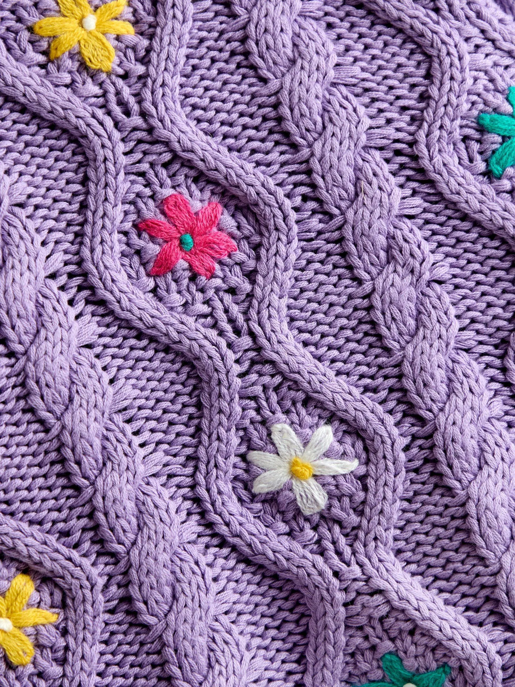 Lila-paars - JoJo Maman Bébé Embroidered Chunky Knit Jumper