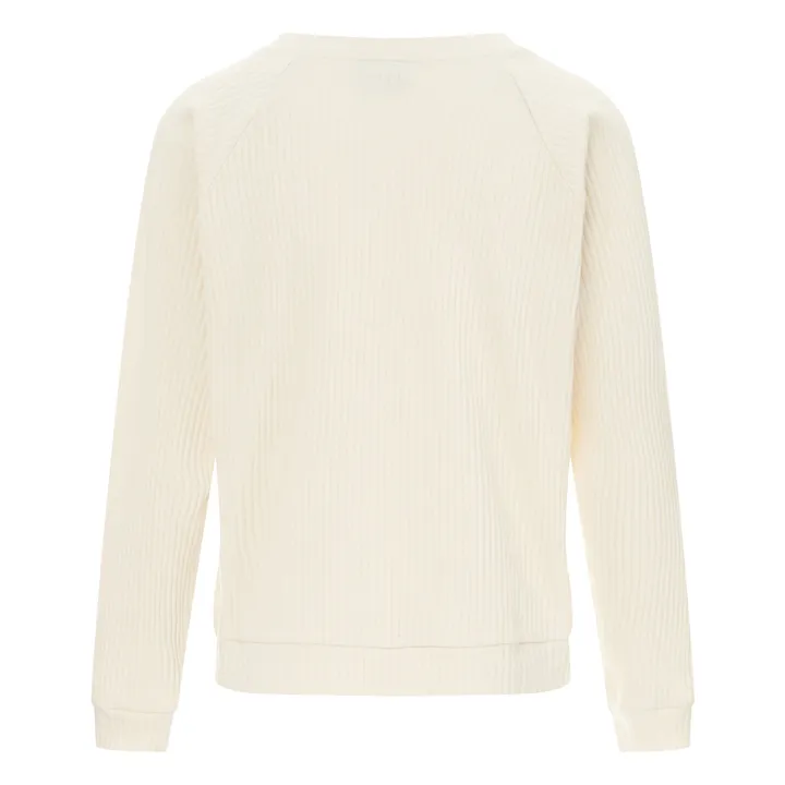 Baserange Sweat Côtelé Basic Coton Bio | Blanc cassé