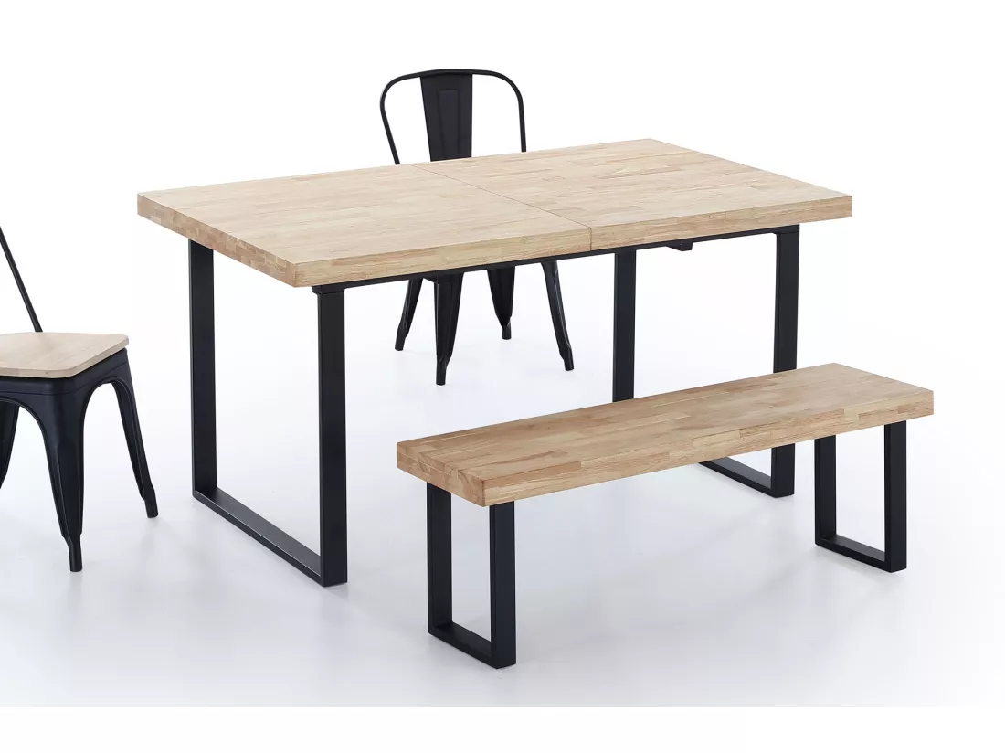 Banc d'assise coloris chêne nordique / pieds noir - L 120 x P 34 x H 47 cm