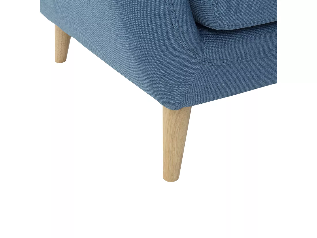 Canapé angle à droite 3 places en tissu bleu MOTALA