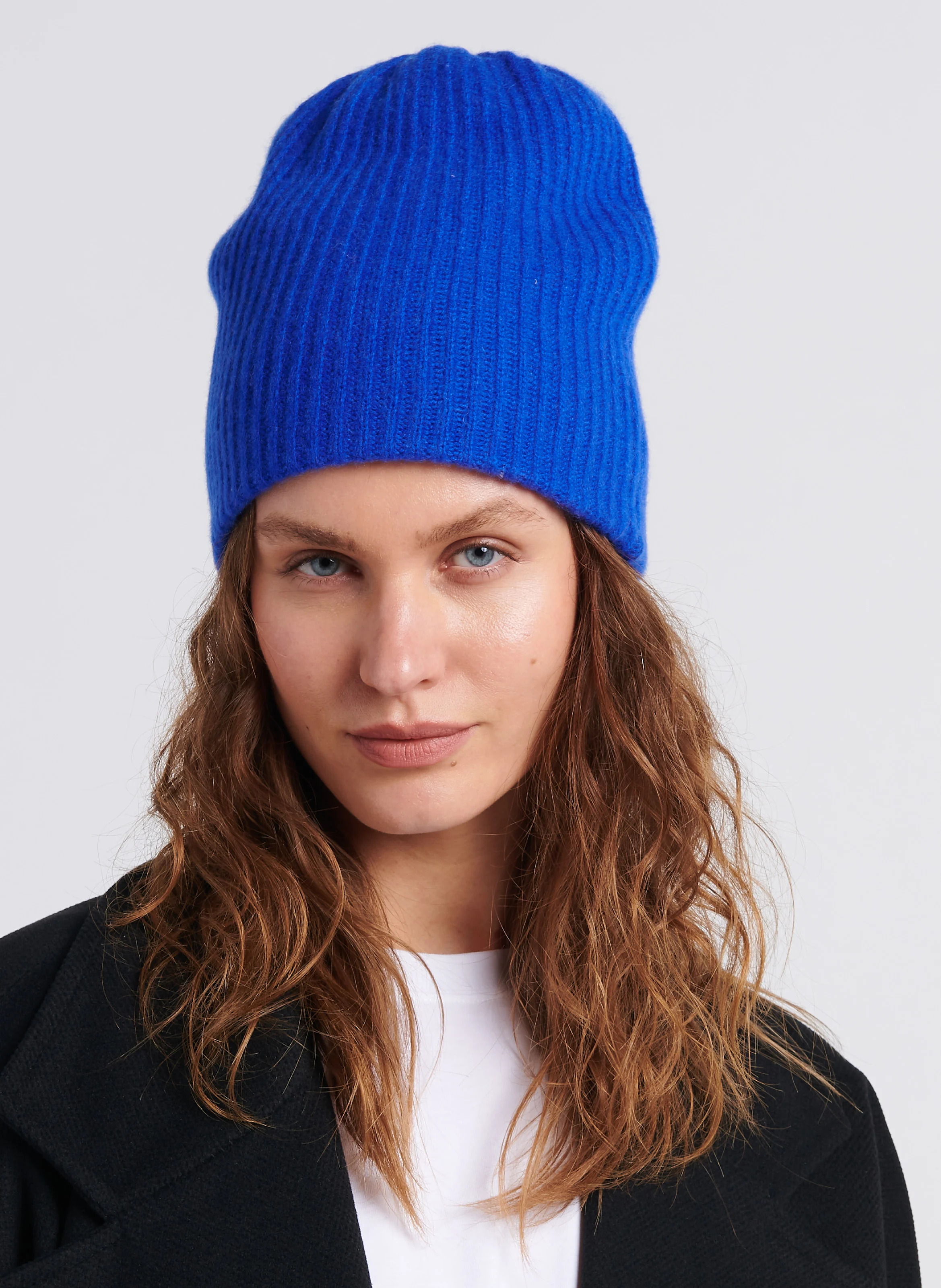 BIBOU - Bonnet côtelé en cachemire| Bleu