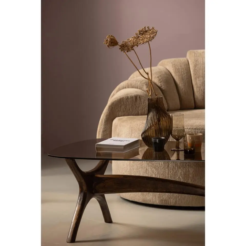 WOOOD Flash Salontafel - Glas/Hout - Walnoot - 42x110x60