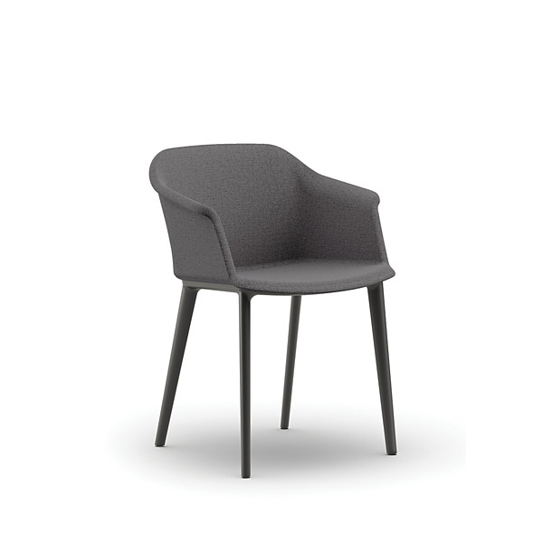 Fauteuil visiteur AVA Tissu polyester et Pieds PVC Gris - Accoudoirs Dossier