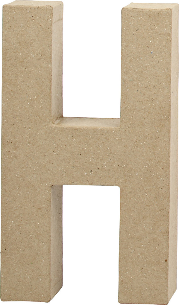 Bogstav Til Pynt - H - Stort Bogstav - Papmaché - 20,2X11,2 CM- Tykkelse 2,5 CM - 1 Stk