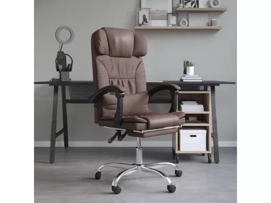Fauteuil de massage inclinable de bureau Marron Similicuir