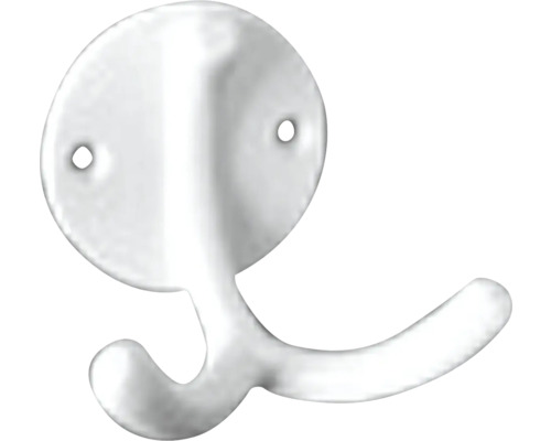 Jashaken, 2 haken, aluminium, wit, ØxLxBxH 59/57/80/60 mm