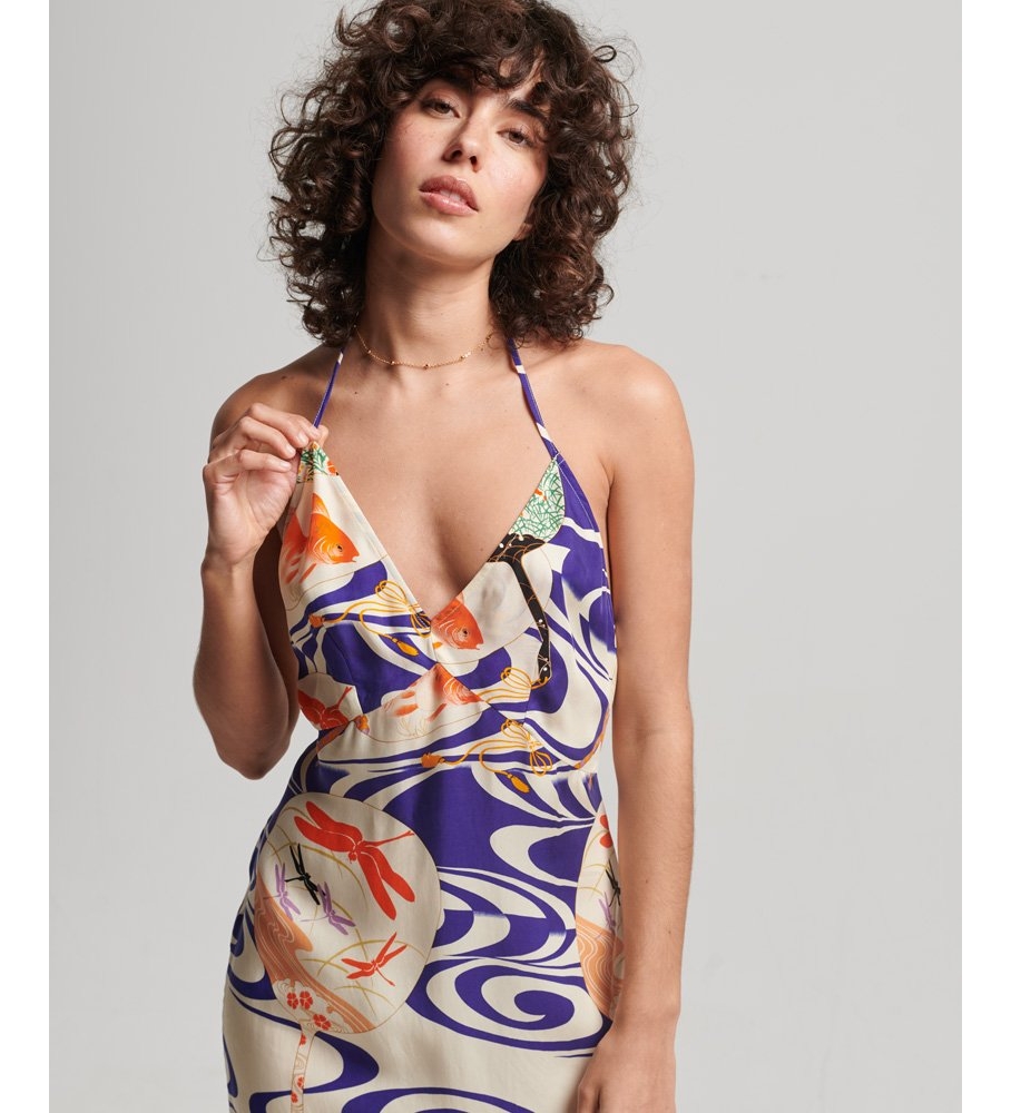 Vestido midi de alças com estampa azul da Superdry