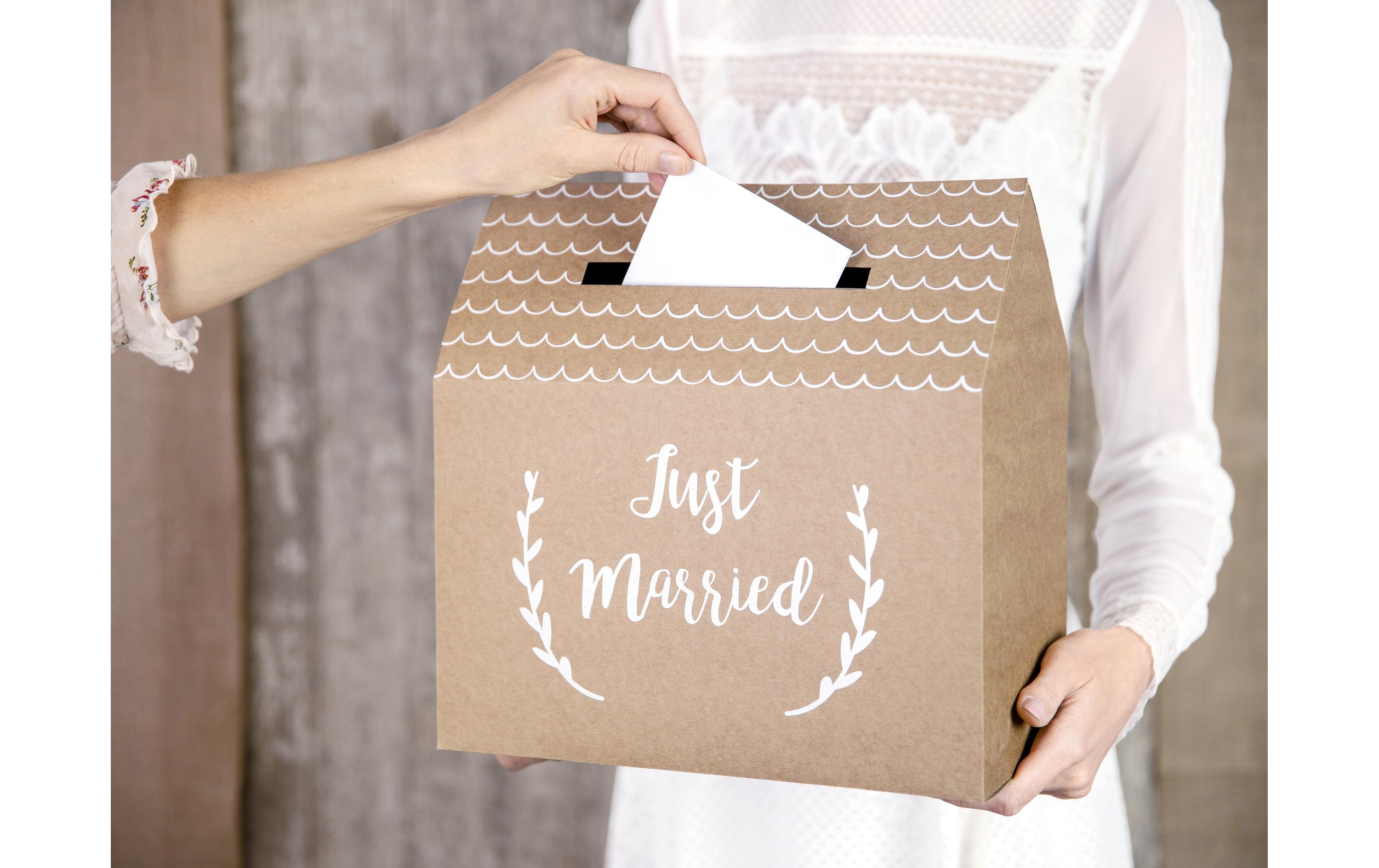 Hochzeitsaccessoire Kartenbox Just Married 30 x 30.5 cmBox für Karten mit Glückwünschen für das Brautpaar von der Hochzeit