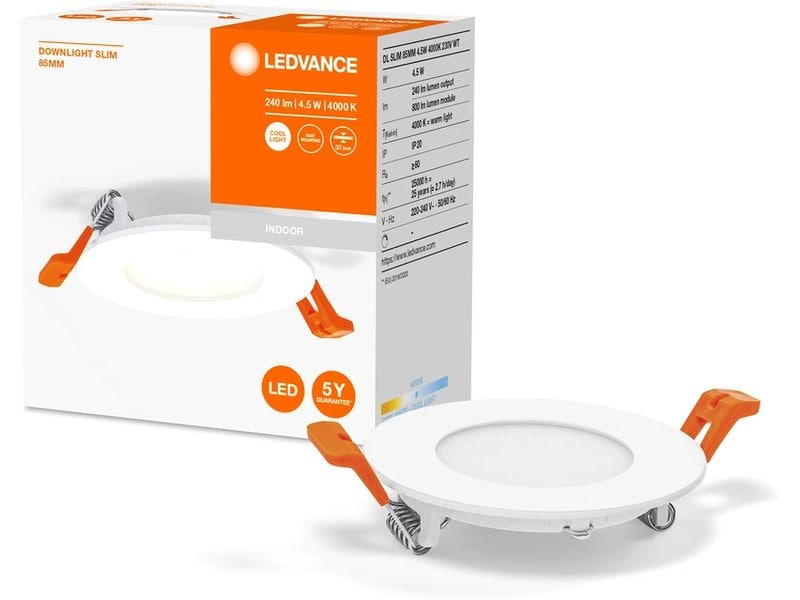 Ledvance Einbauleuchte Spot ultra slim, Ø 8.5 cm, 4.5W, 400 Leuchte zum Einbauen