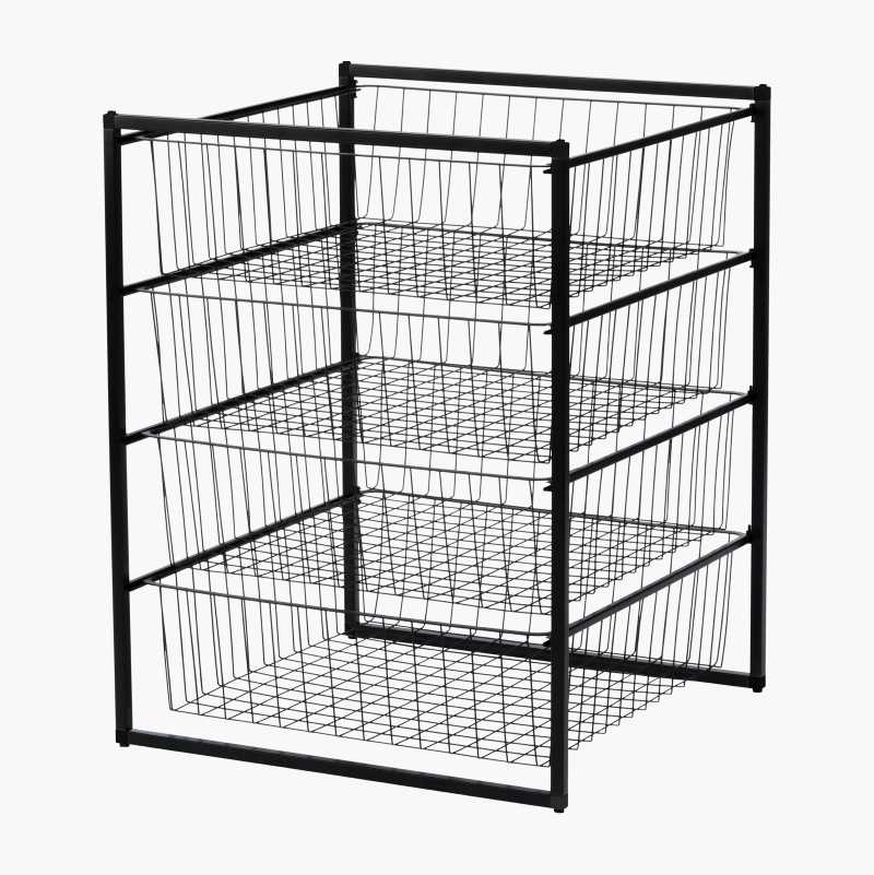 Trådkurv med stativ, svart, 55 cm