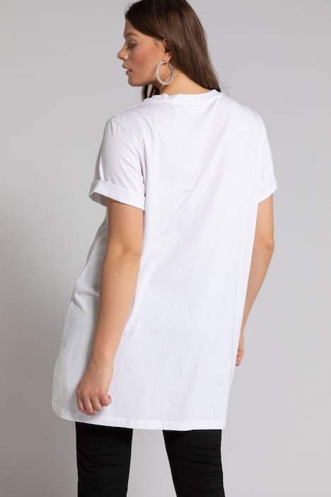 Longshirt, Rundhals, Halbarm, lang geschnitten